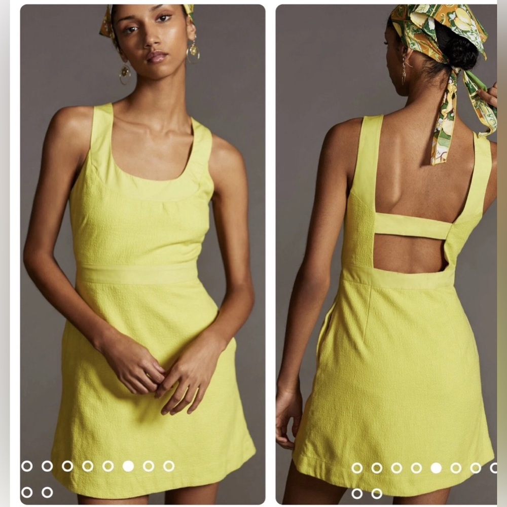 Anthropologie Backless Dress in Bright Yellow